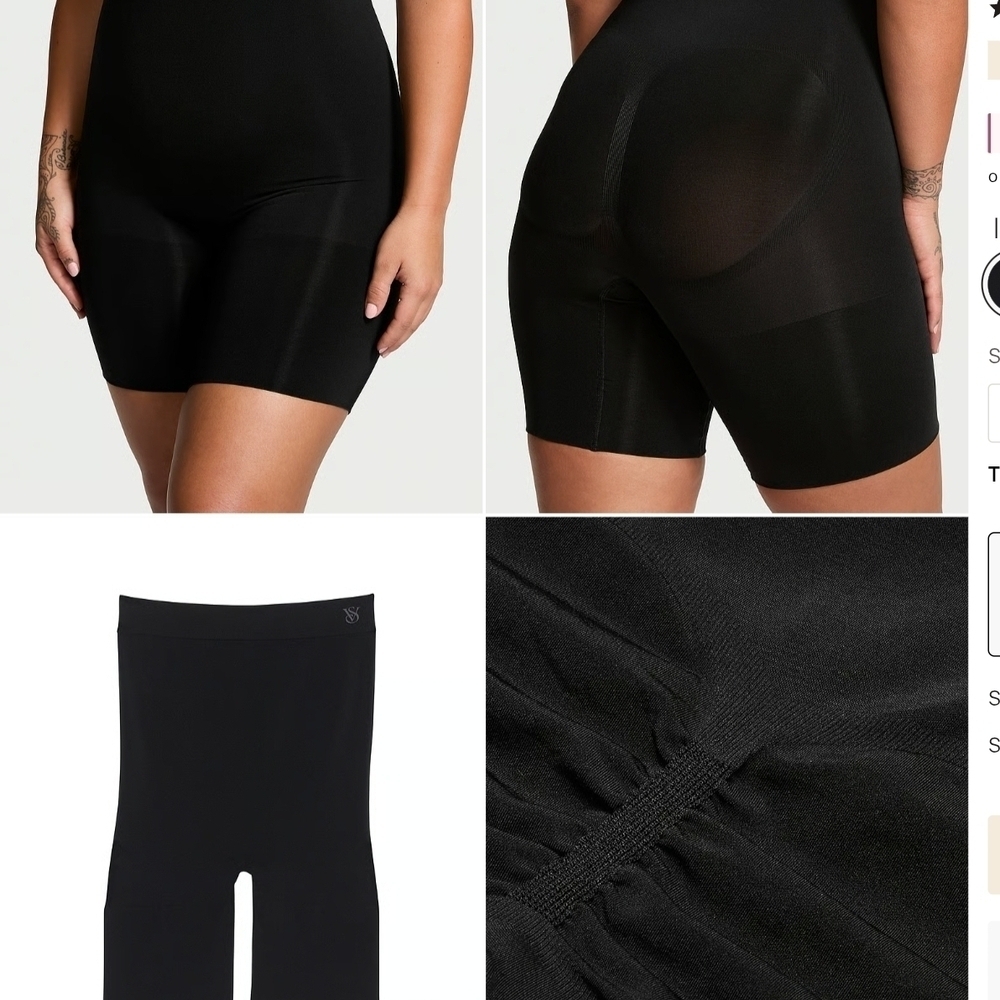 Victoria's Secret Black Seamless Shaping Mid-thigh Shorts